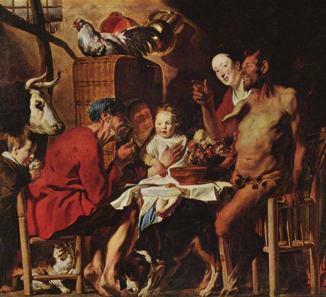 JORDAENS, Jacob Satyr and the Peasant oil painting image